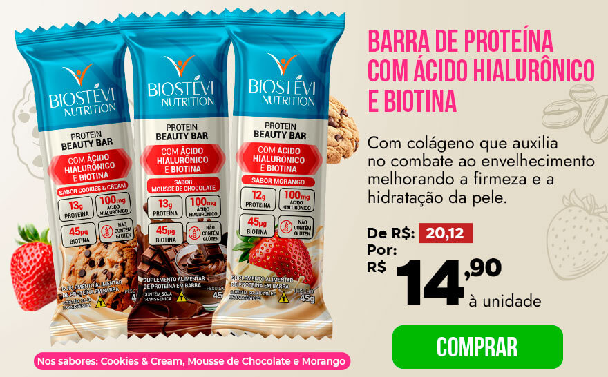 Barra de Proteína Premium com Ácido Hialurônico e Biotina