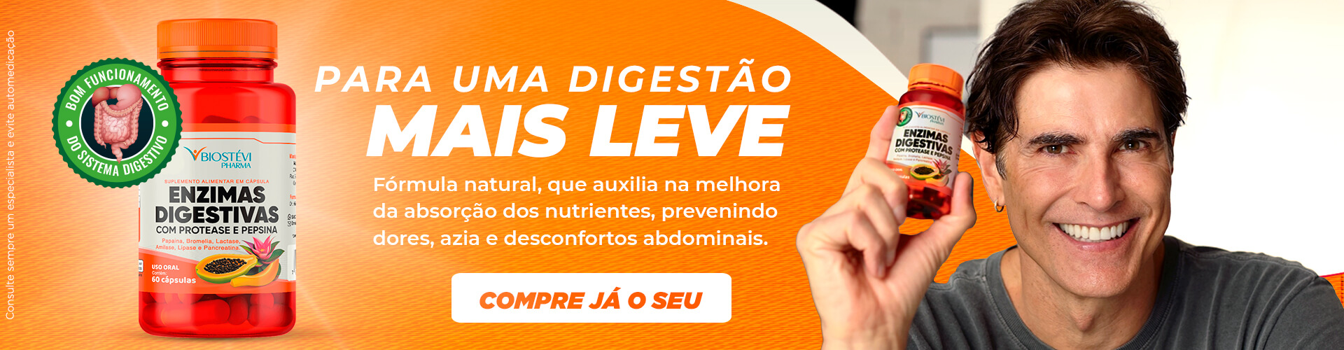 Reynaldo Gianecchini segurando Enzimas Digestivas