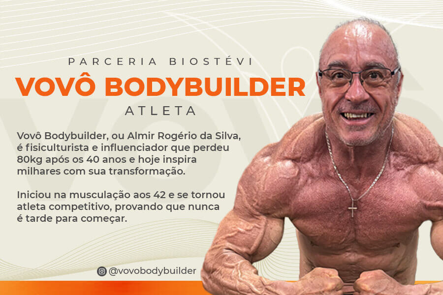 Vovô bodybuilder atleta e influncer Biostévi Pharma